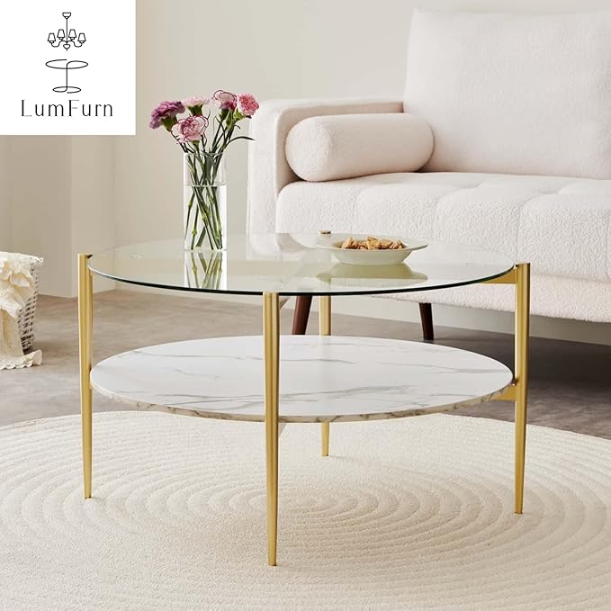 LumFurn Round Coffee Table for Living Room, Mid-Century Modern Design, D30 x H17 - Image 6