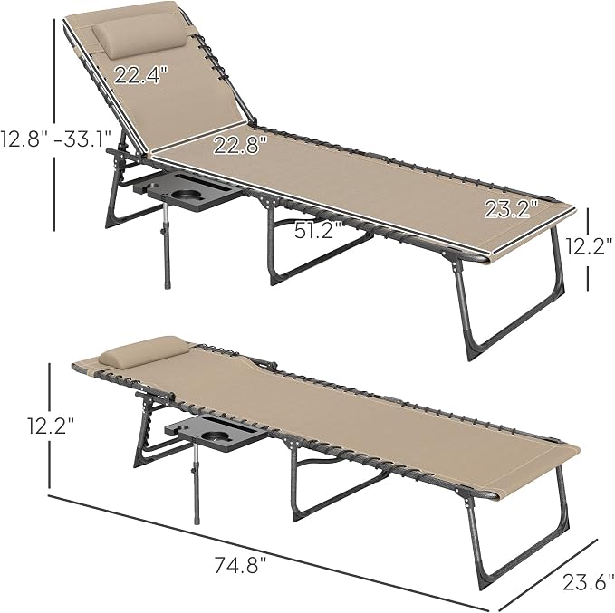 Outsunny Folding Chaise Lounge Chair Outdoor Tanning Chair - Image 3