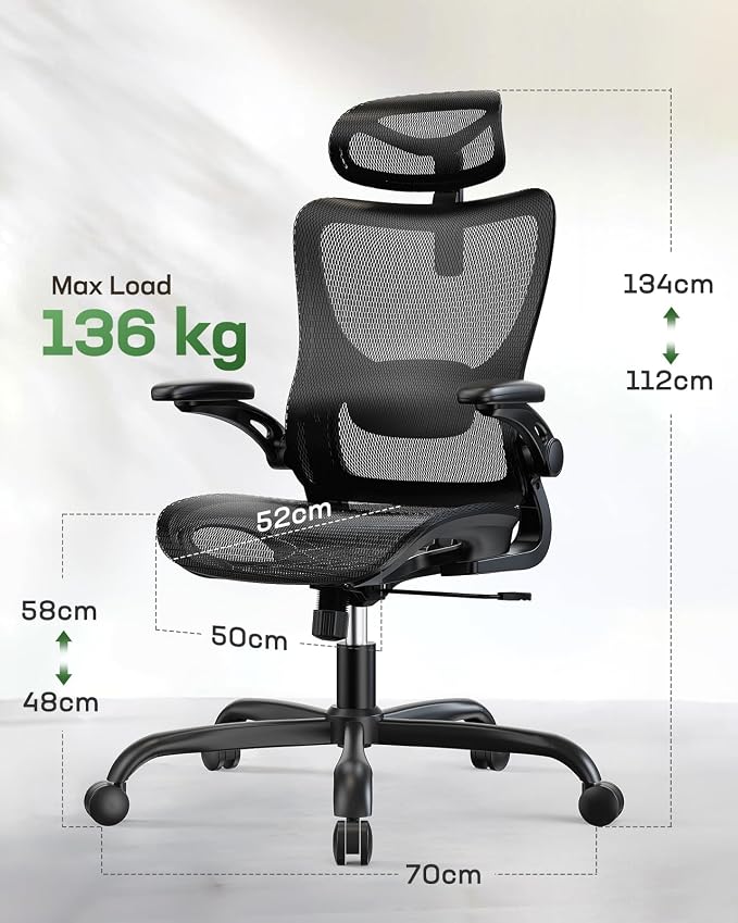 Marsail Ergonomic Mesh Office Chair High Back Home Office Desk Chair - Image 3