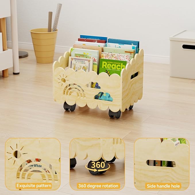 Wood Kids Bookshelf, Montessori Bookshelf, - Image 6
