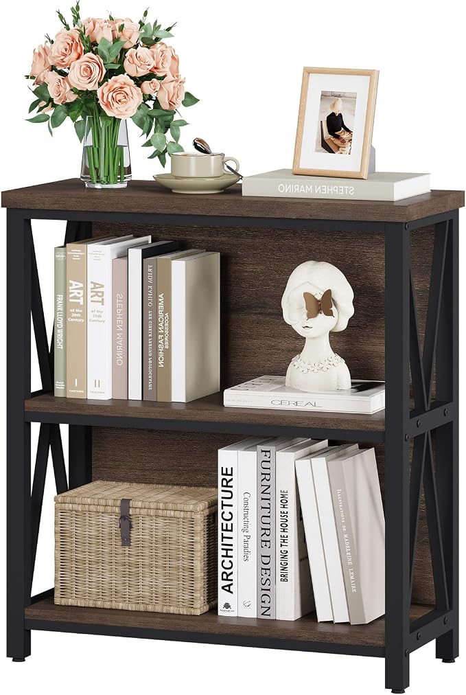 FATORRI Small Bookshelf, Rustic Book Shelf - Image 8