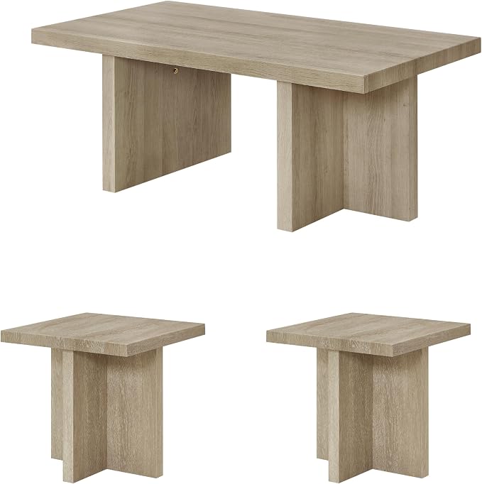 Roundhill Furniture Mchome 3-Piece Coffee Table Set, Coffee Table and Two End - Image 14