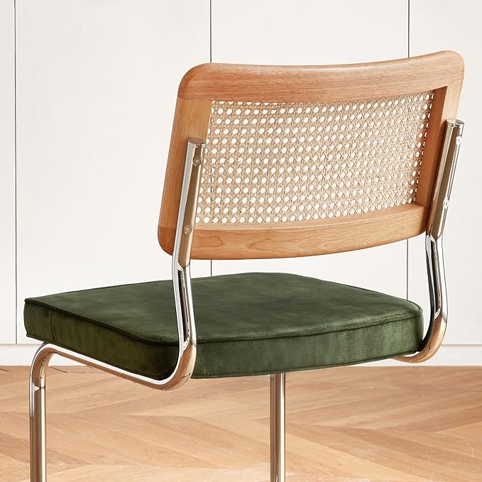 GrandNoor Rattan Dining Chairs Set, Wooden Mid Century Modern Dining Room Chairs - Image 7