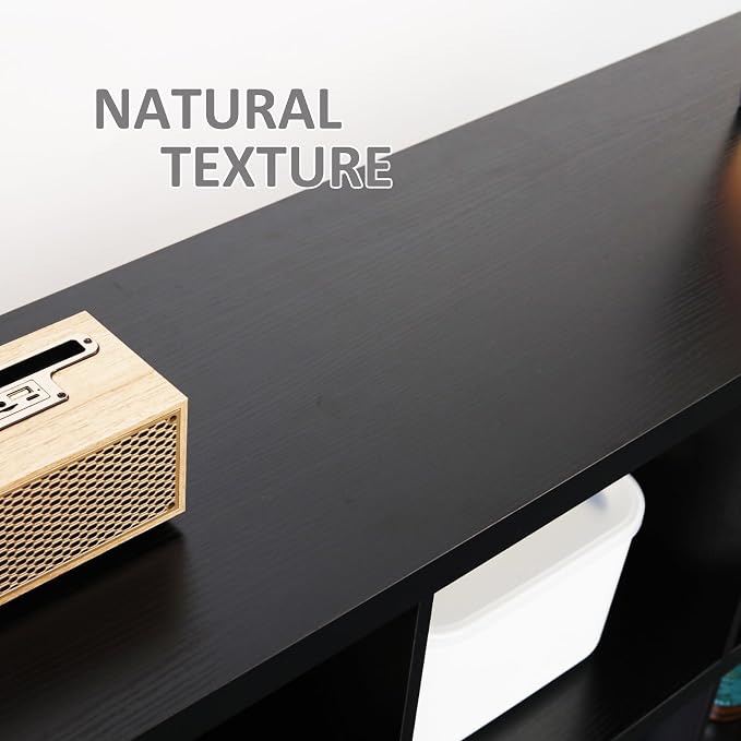 6 Cube Storage Organizer Bookshelf, Industrial Horizontal Bookcase, Accent - Image 3