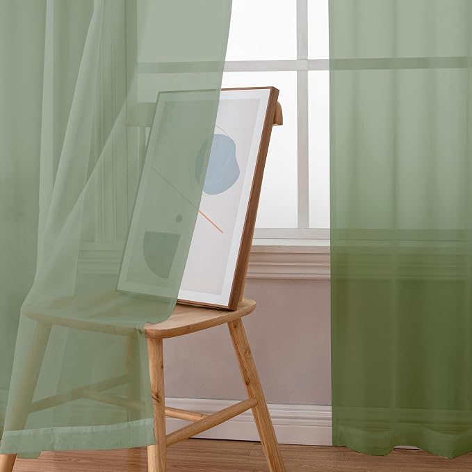 Simplebrand Rod Pocket Top Solid Voile Sheer Curtains - Image 5