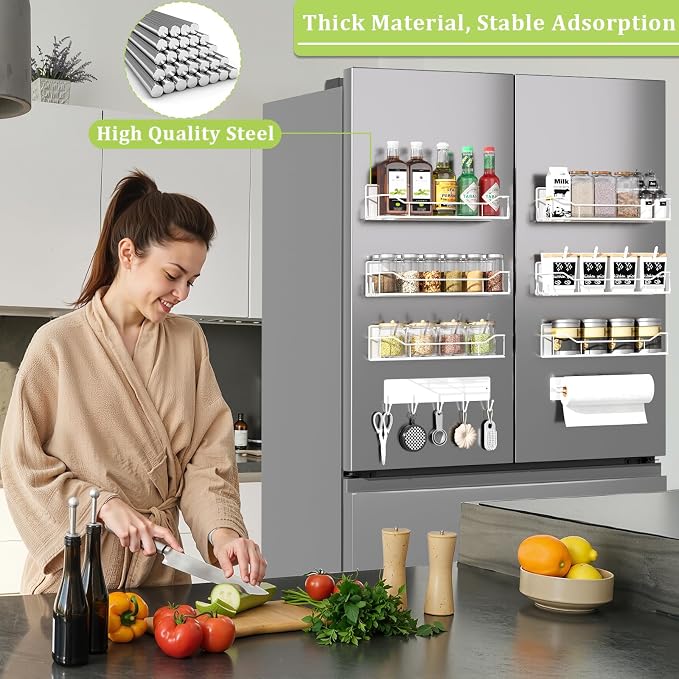 Magnetic Spice Rack for Refrigerator, 9 Pack Magnetic Fridge Shelves - Image 6