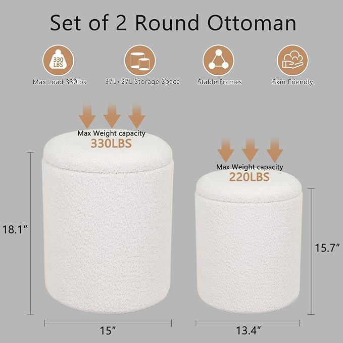 CAROLMADE Set of 2 Round Ottoman - Image 2