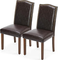 DUMOS Upholstered Dining Chairs，Set of 2 PU Leather Dining Room Kitchen Chair by DumosLifestyle