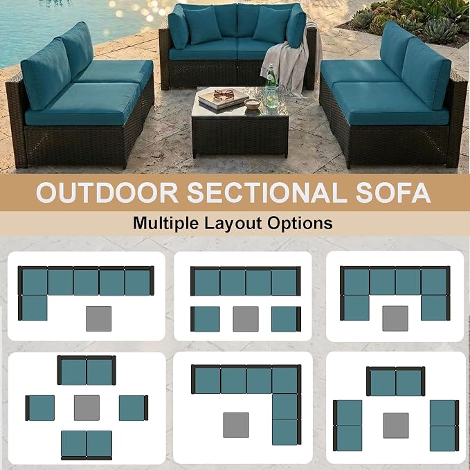 KIGOTY 7-Piece Patio Furniture Set, All-Weather PE Rattan Outdoor Sectional Sofa - Image 4