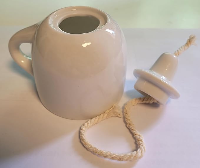 Vintage Korean Oil Lamp | Traditional White Porcelain Ceramic Chamber Light | - Image 2