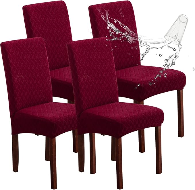 Genina Waterproof Chair Covers for Dining Room, Stretch Jacquard Dining Chair by Genina