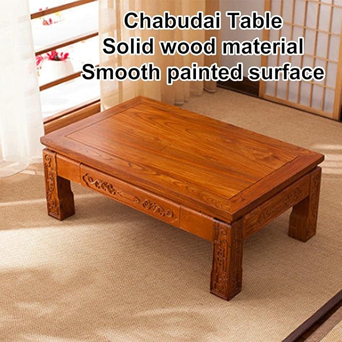 Solid Wood Japanese Floor Table, Tatami Style Rectangular Coffee Table - Image 3