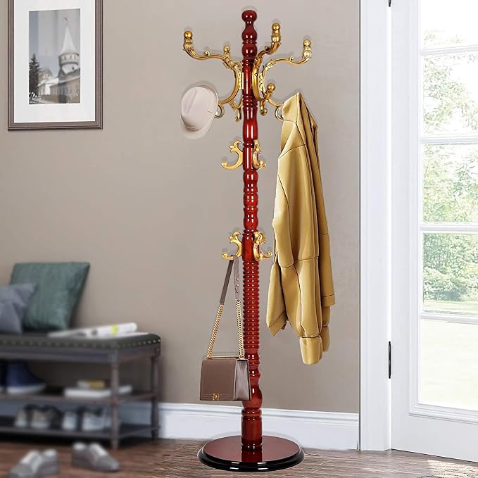 73" Wooden Coat Rack Stand, Coat Racks Freestanding by Unknown