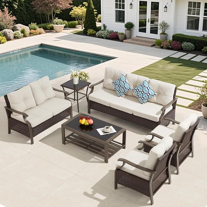Outdoor Patio Furniture Set, 6 Pieces Outdoor Conversation Sets - Image 6