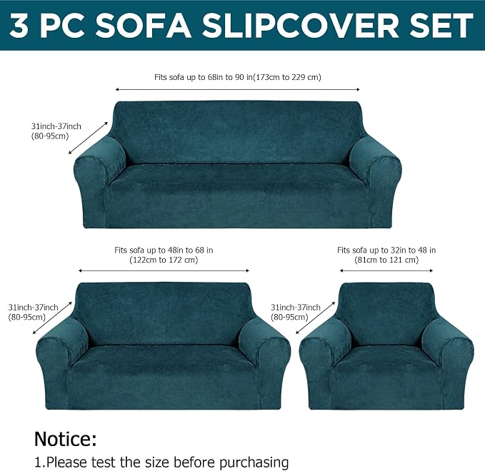 Peryiter 3 Pcs Couch and Loveseat Covers Set Sofa Cover - Image 2