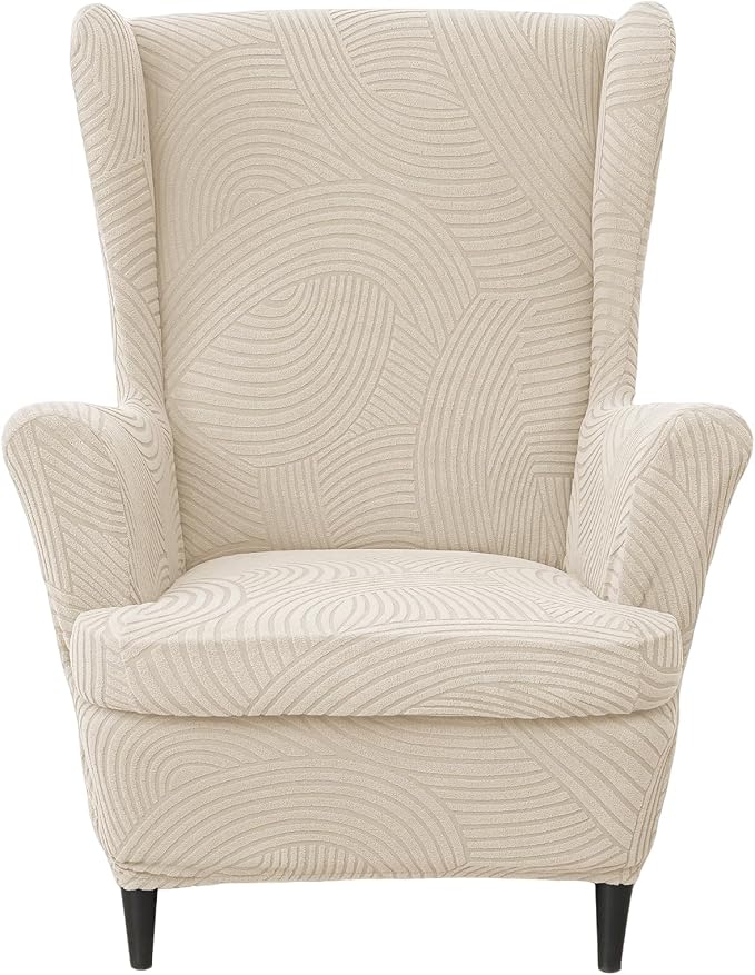 HAOYONG Wing Chair Slipcovers Printed Wingback Chair Covers 2 Pieces Wingback by HAOYONG