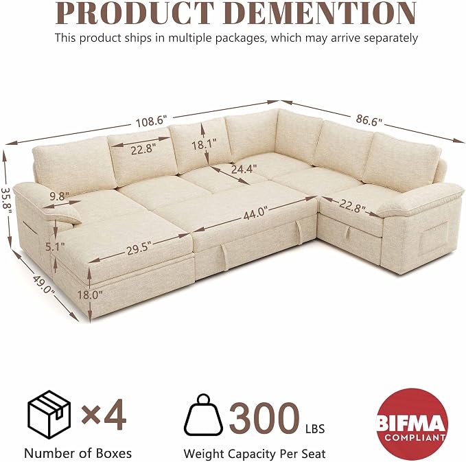 108 Inch Modular Sectional Sofa - Image 3