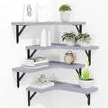 ROMGUAR CRAFT Corner Floating Shelves Wall Mounted Set of 4, Rustic Wood by ROMGUAR+CRAFT