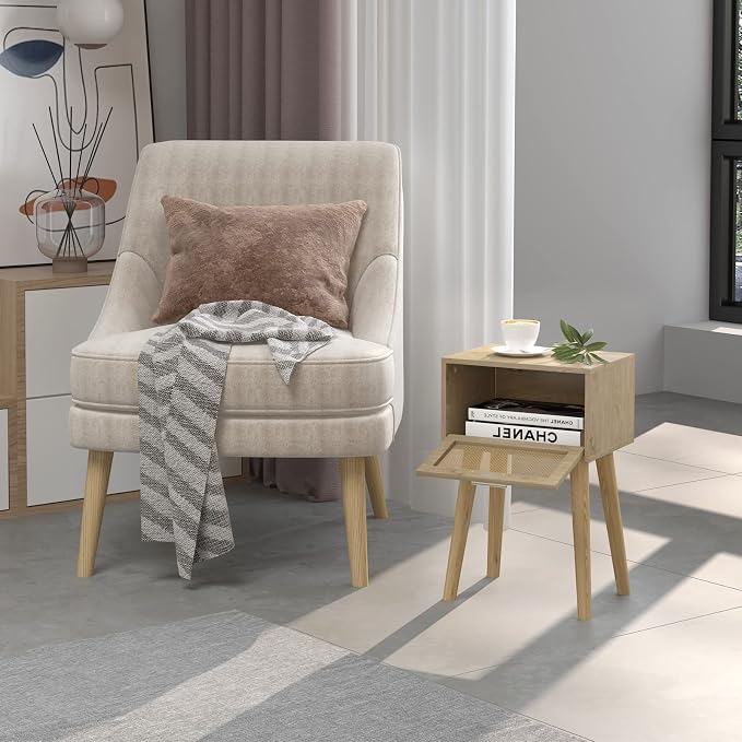 LAATOOREE Nightstand Set of 2, Small Bedside Table, Boho Side End Table - Image 2