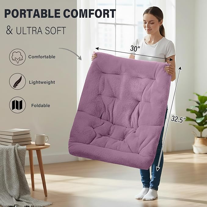 Tiita Comfy Folded Chair, Soft Faux Fur Oversized Folding Accent Chair - Image 7