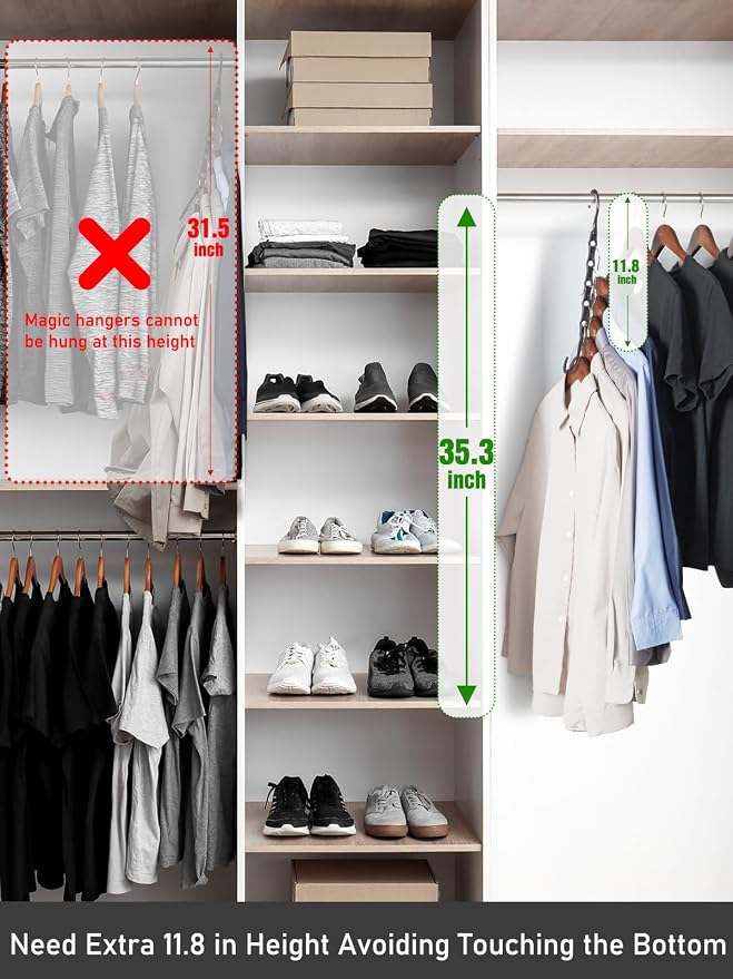 HOUSE DAY Space Saving Hanger 20 Pack Sturdy Black Magic Hangers - Image 7