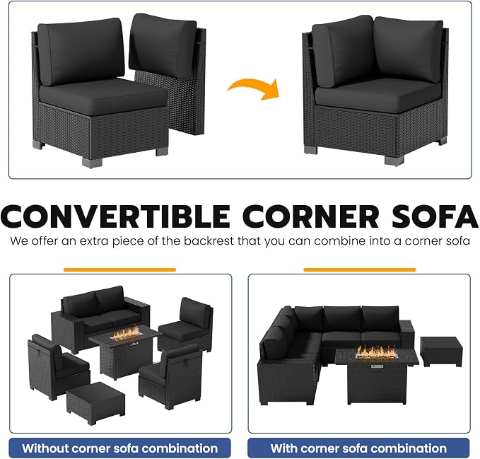 Patio Furniture Set, Wide Armrest Outdoor Furniture Set - Image 4