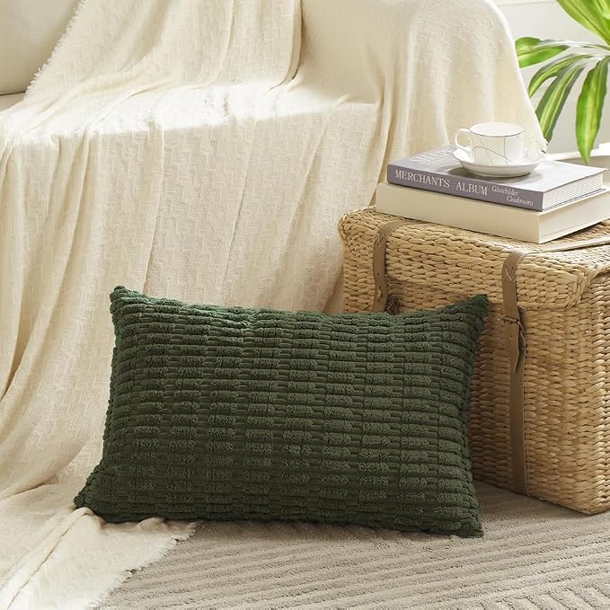 Fancy Homi 4 Packs Boho Olive Green Decorative Throw Pillow Covers 12x20 Inch - Image 2