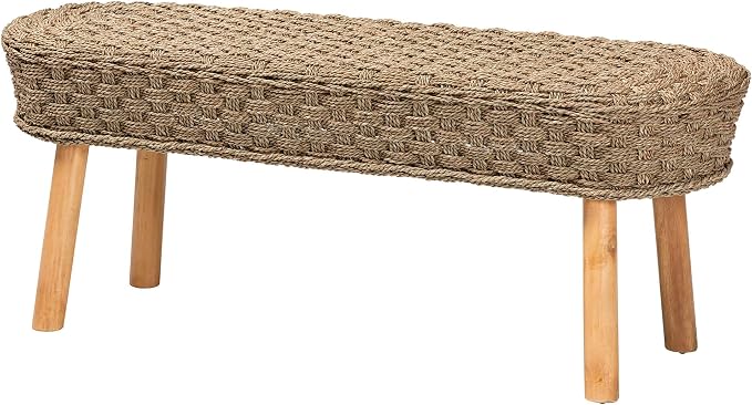 bali & pari Denver Modern Bohemian Natural Seagrass and Acacia Wood 5-Piece - Image 4