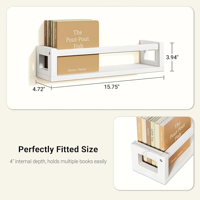 TidyCorner Upgraded Thick Floating Shelves, Solid Wood Bookshelf - Image 2