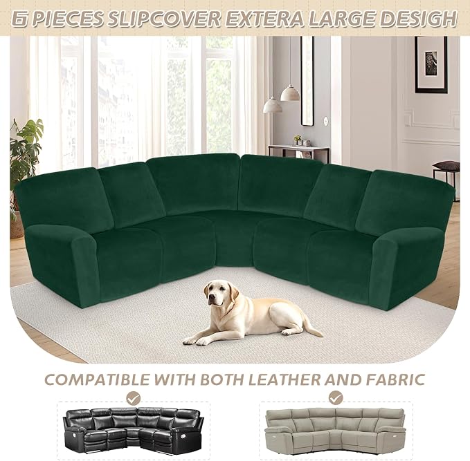 Arfntevss Sectional Recliner Couch Covers Velvet Corner Sectional Sofa Cover - Image 3