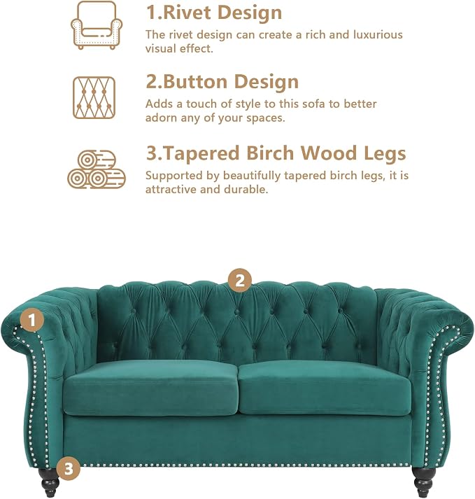 AVZEAR Living Room Loveseat Sofa, Upholstered Sofa Modern Loveseat Sofa - Image 5