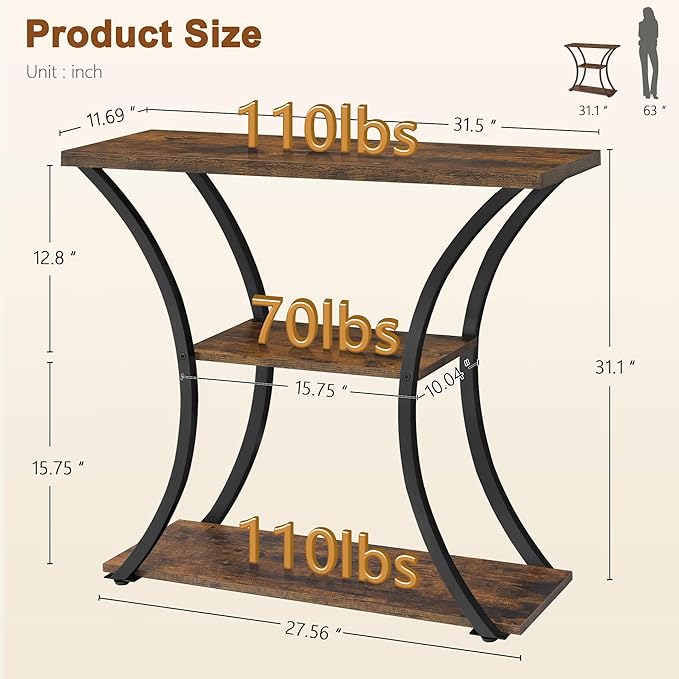 Hoctieon 3 Tier Console Table - Image 2