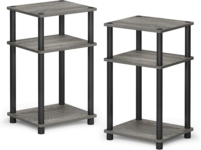 Furinno JUST Side Table Set of 2, 3-Tier Modern End Tables, Open Shelves Night - Image 6