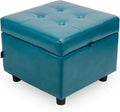 H&B Luxuries Tufted Leather Square Flip Top Storage Ottoman Cube Foot Rest by HBLuxuries