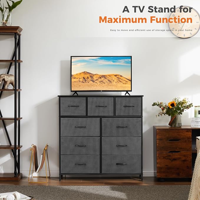 Sweetcrispy 9 Drawer Fabric Dresser Tall Chest Storage Organizer Tower - Image 7