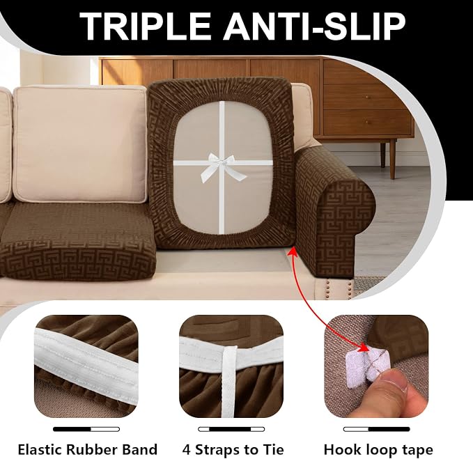 UNBBRRL 10 Pieces Stretch Sofa Cushion Covers - Image 3