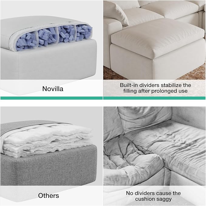 Novilla 133.8" Modular Cloud Couch, Modern Sectional Sofa - Image 11