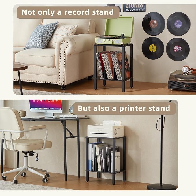 LELELINKY 2-Tier Bamboo Record Player Stand Set of 2 - Image 7