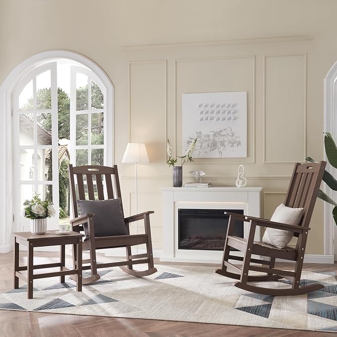 Psilvam Oversized Outdoor Rocking Chair Set of 2, Porch Rocker - Image 7