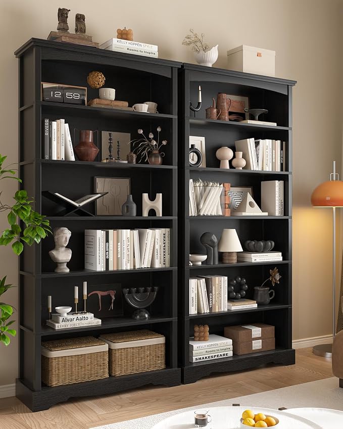 TVU 6-Tier Wooden Bookshelf, 76 Inch Tall Bookshelf - Image 8
