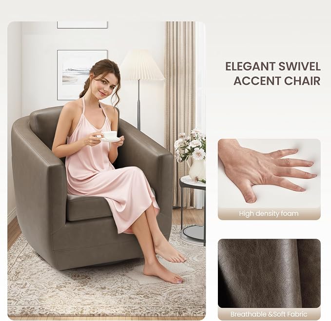COLAMY 360° Swivel Accent Chair - Image 4