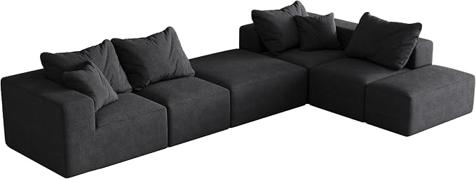 132" Modular Sectional Sleeper Sofa Couch, Modern Cloud Chenille Sectional Couch - Image 8