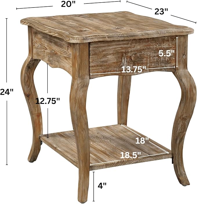 Austerity Rustic Solid Wood End Table - Image 3