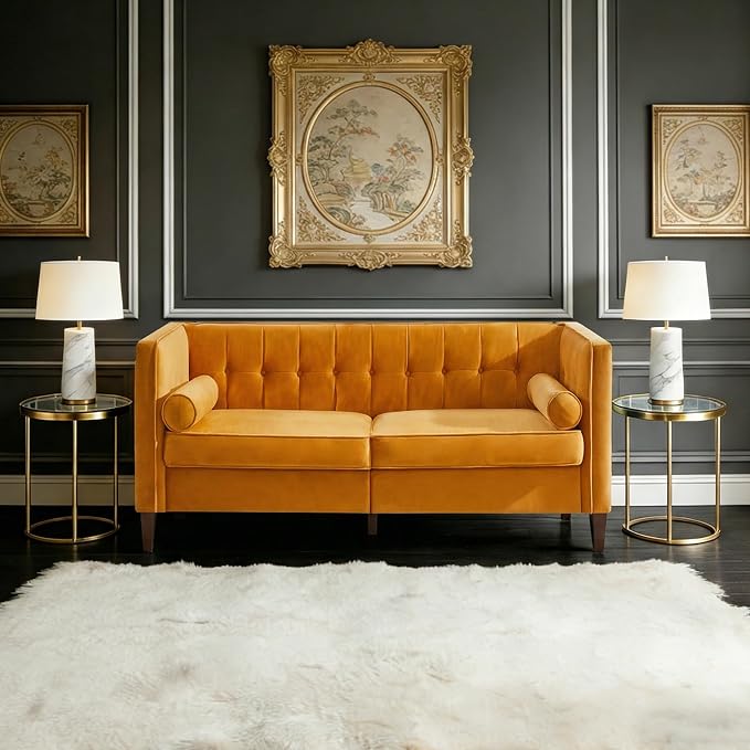 Dreamsir 58'' W Velvet Sofa, Mid-Century Modern Love Seats Sofa Furniture by Dreamsir