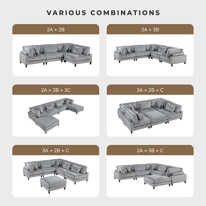Lexicon 120 Inch Modular Sectional Sofa - Image 5