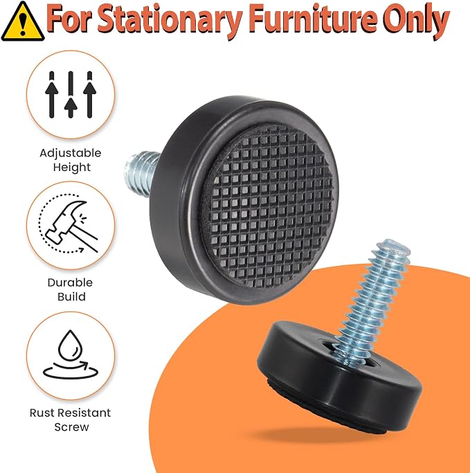 1/4-20 Adjustable Furniture Leveler, 12 Pack Rubber Leveling Feet Screws in - Image 3