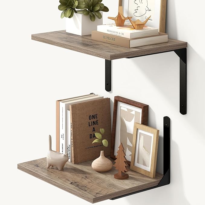 Fun Memories Floating Shelves for Wall, 12 Inch Deep Floating Shelves Set of 2 by FunMemories