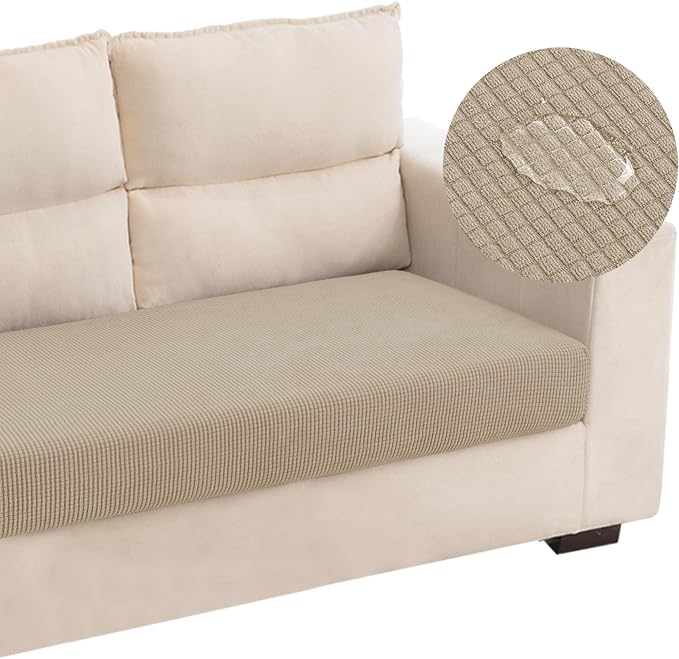 Water Repellent Couch Cushion Cover Loveseat Cover, Stretch Sectional Sofa Seat by TOPYUMH