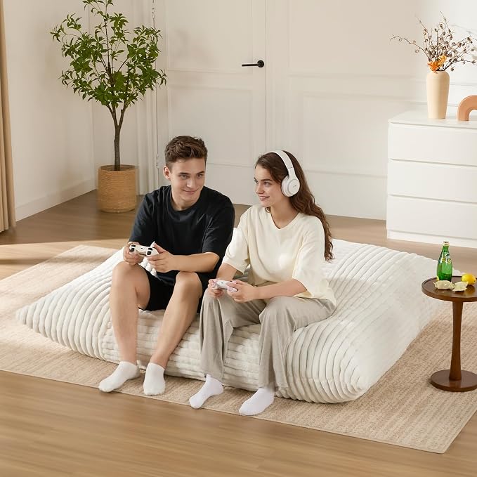 3-in-1 Giant Bean Bag Chair for Adults & Kids, Convertible Floor Sofa to - Image 8