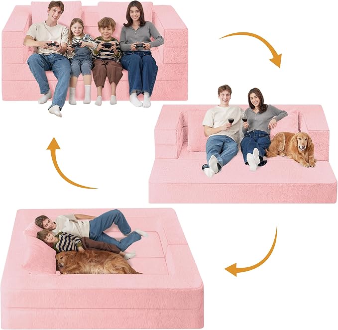 Futon Sofa Bed with Pillow, 3-in-1 Sleeper Sofa Bed with Removable Cover - Image 4